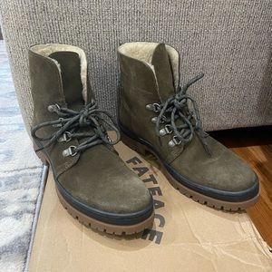 Fat Face Willow Laceup Olive Green Combat Boot